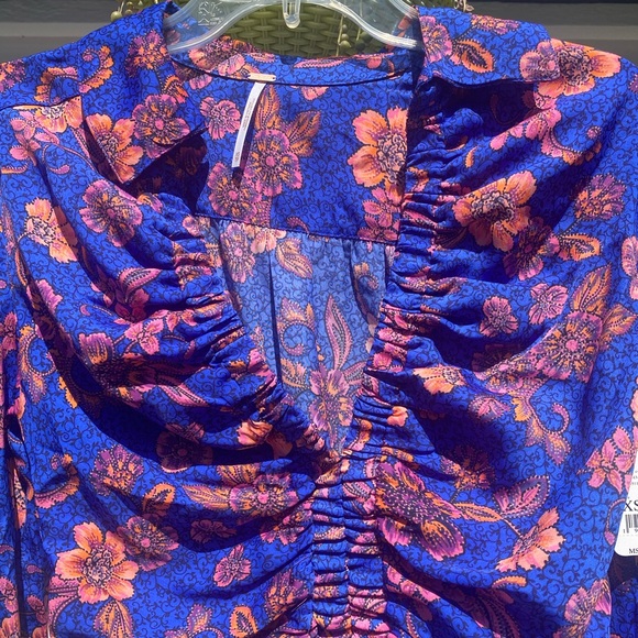 NWT FREE PEOPLE $98 I Got You Royal Floral-Print Top XS - Picture 6 of 14